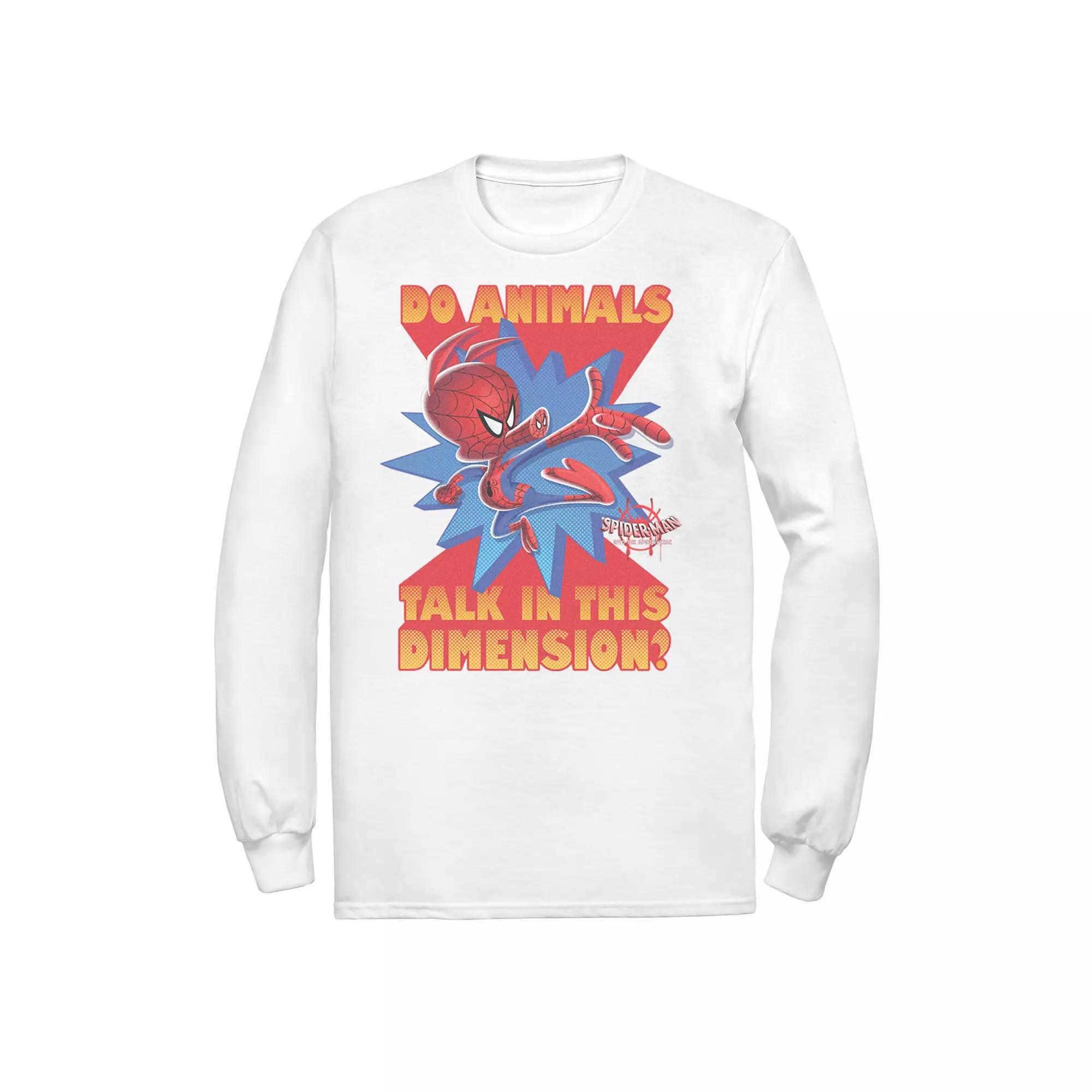 Men's Marvel Spider-Man Spiderverse Ham Quote Long Sleeve Graphic Tee, Size: Small, White Product Image