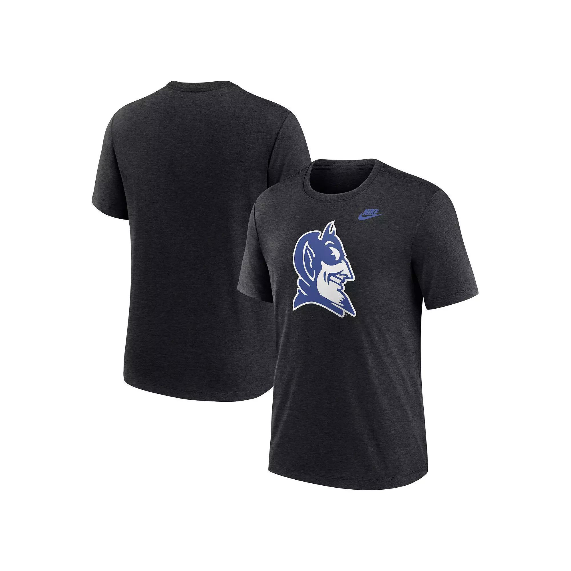 Men's Nike Heather Black Duke Blue Devils Blitz Evergreen Legacy Primary Tri-Blend T-Shirt, Size: XL, Charco Product Image