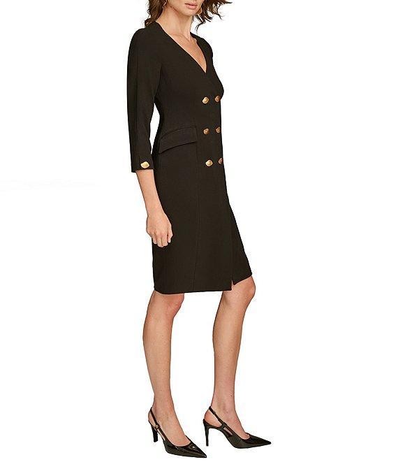 Donna Karan Cady Crepe V-Neck 3/4 Sleeve Jacket Dress Product Image