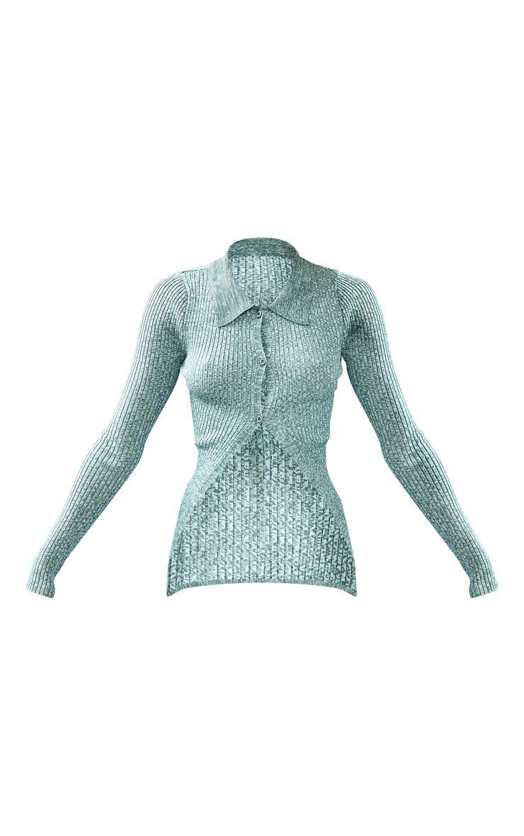 Khaki Space Dye Button Front Cardigan Product Image