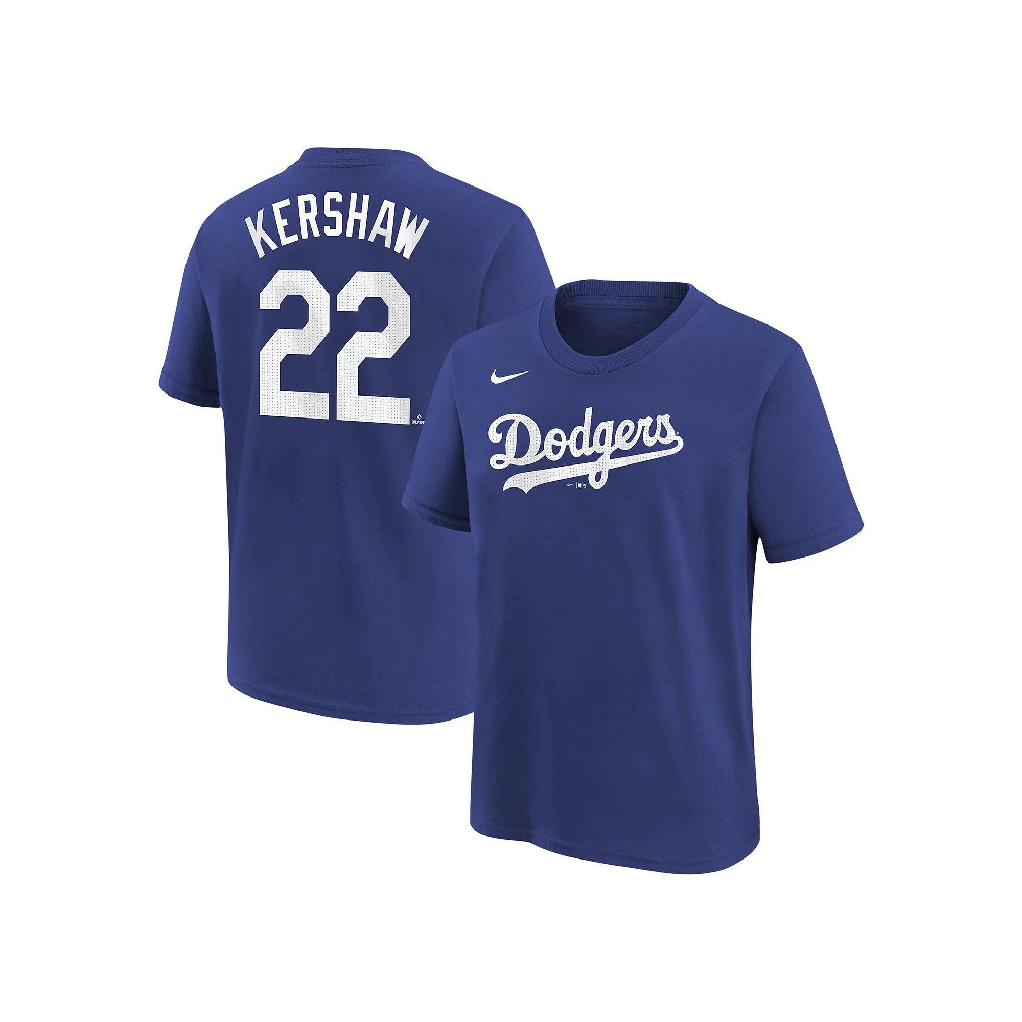 Men's Nike Clayton Kershaw Royal Los Angeles Dodgers Fuse Name & Number T-Shirt, Boy's, Size: YTH Medium, Blue Product Image