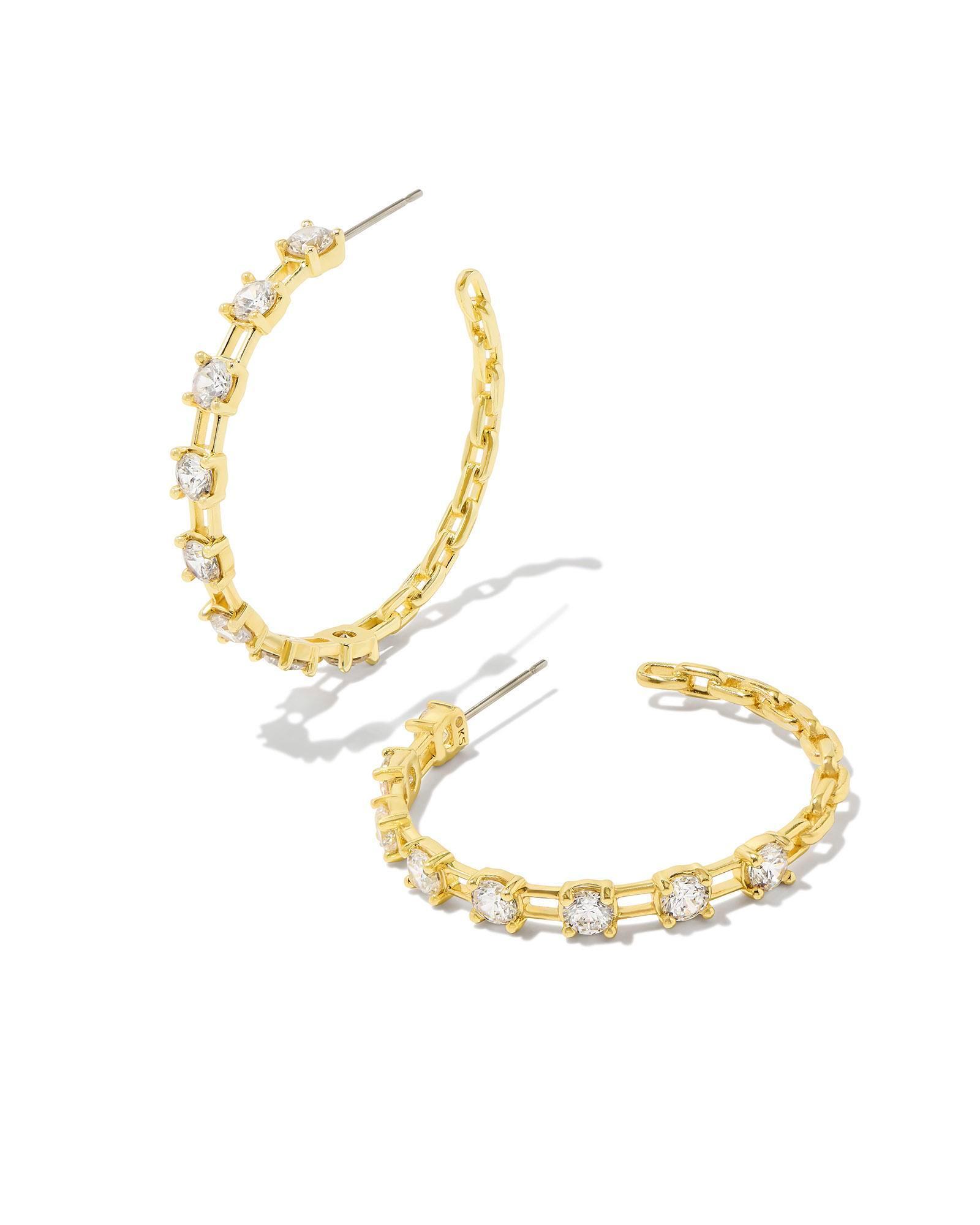 Lexi Silver Hoop Earrings in White CZ Product Image