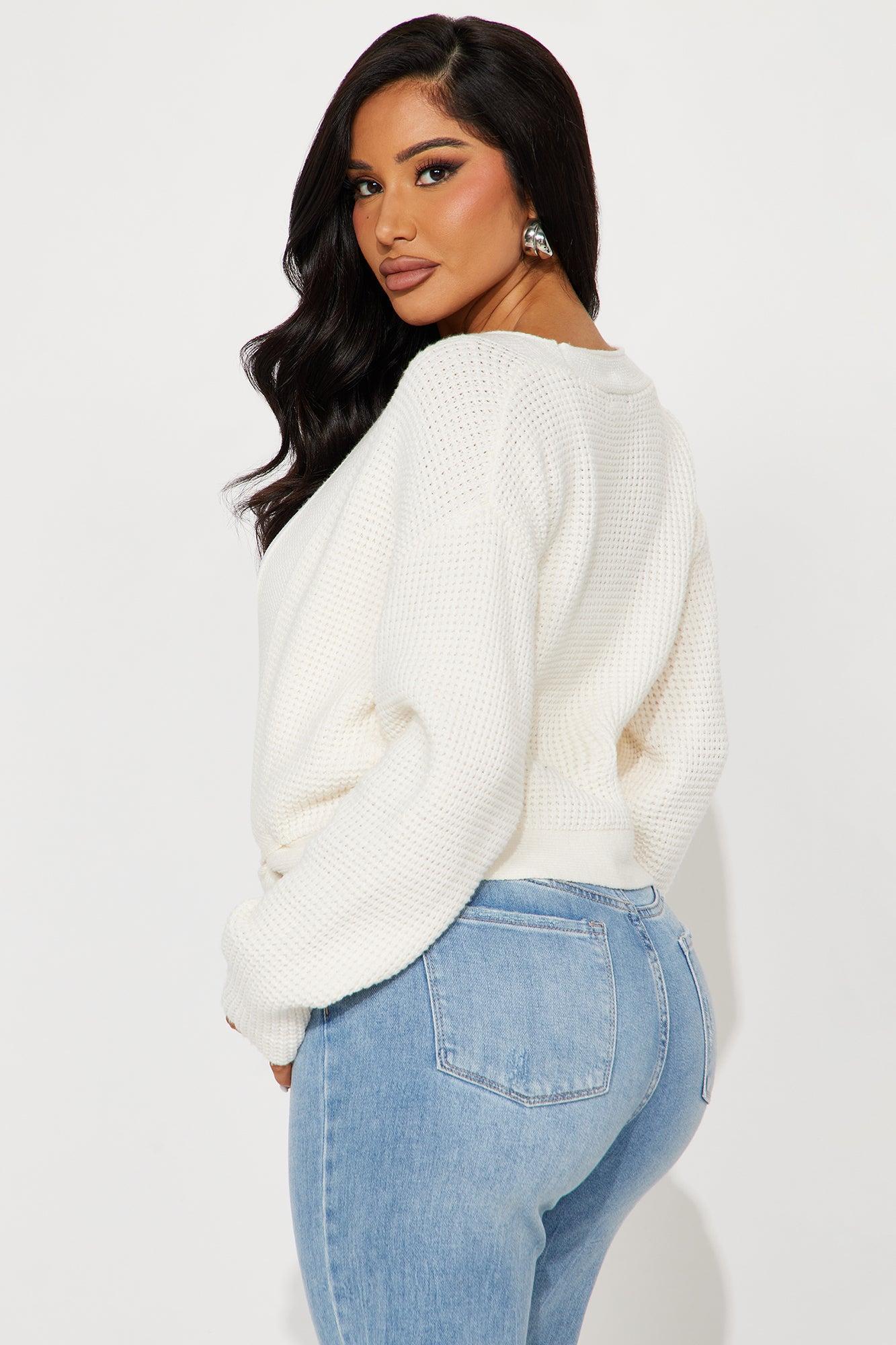 Falling In Love Surplice Sweater - Ivory Product Image