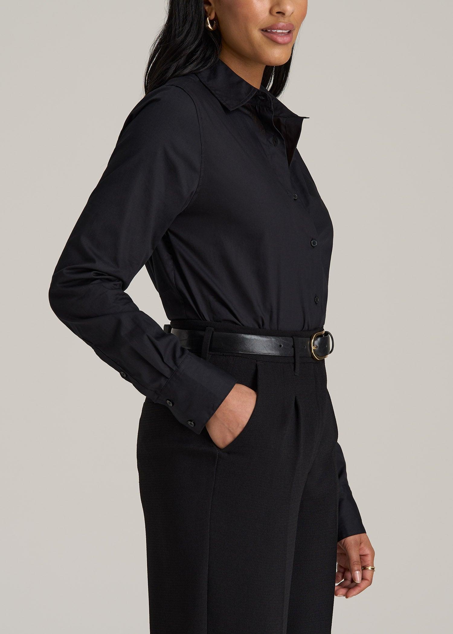 Tall Women's Regular Fit Dress Shirt in Black Product Image