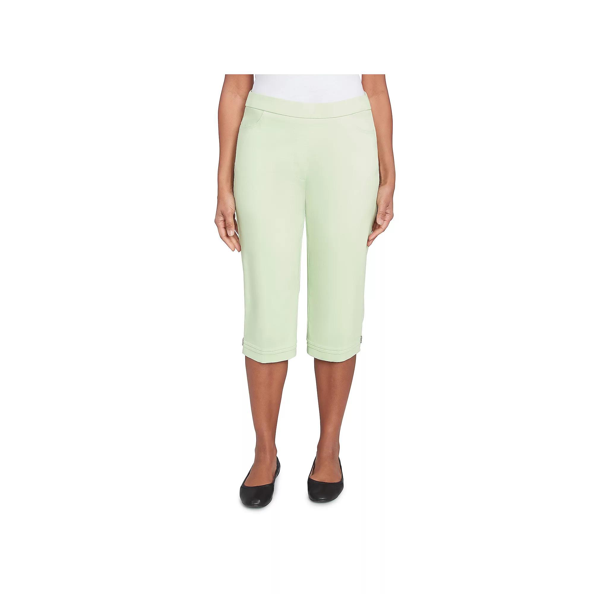 Petite Alfred Dunner Novelty Cuff Tummy Control Capri Pants, Women's, Size: 16 Petite, Palm Green Product Image