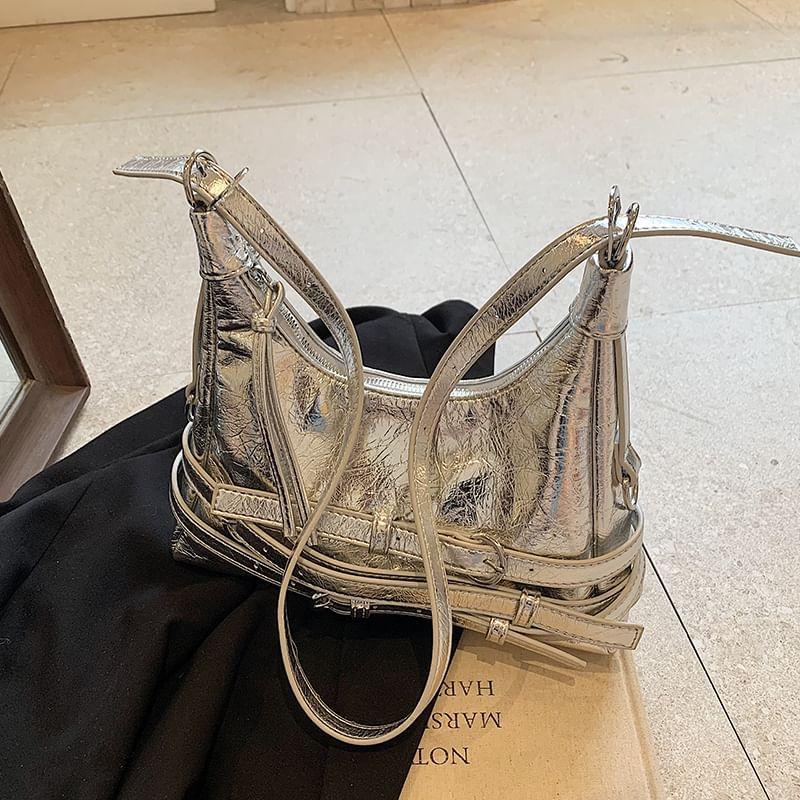 Strappy Faux Leather Tote Bag Product Image