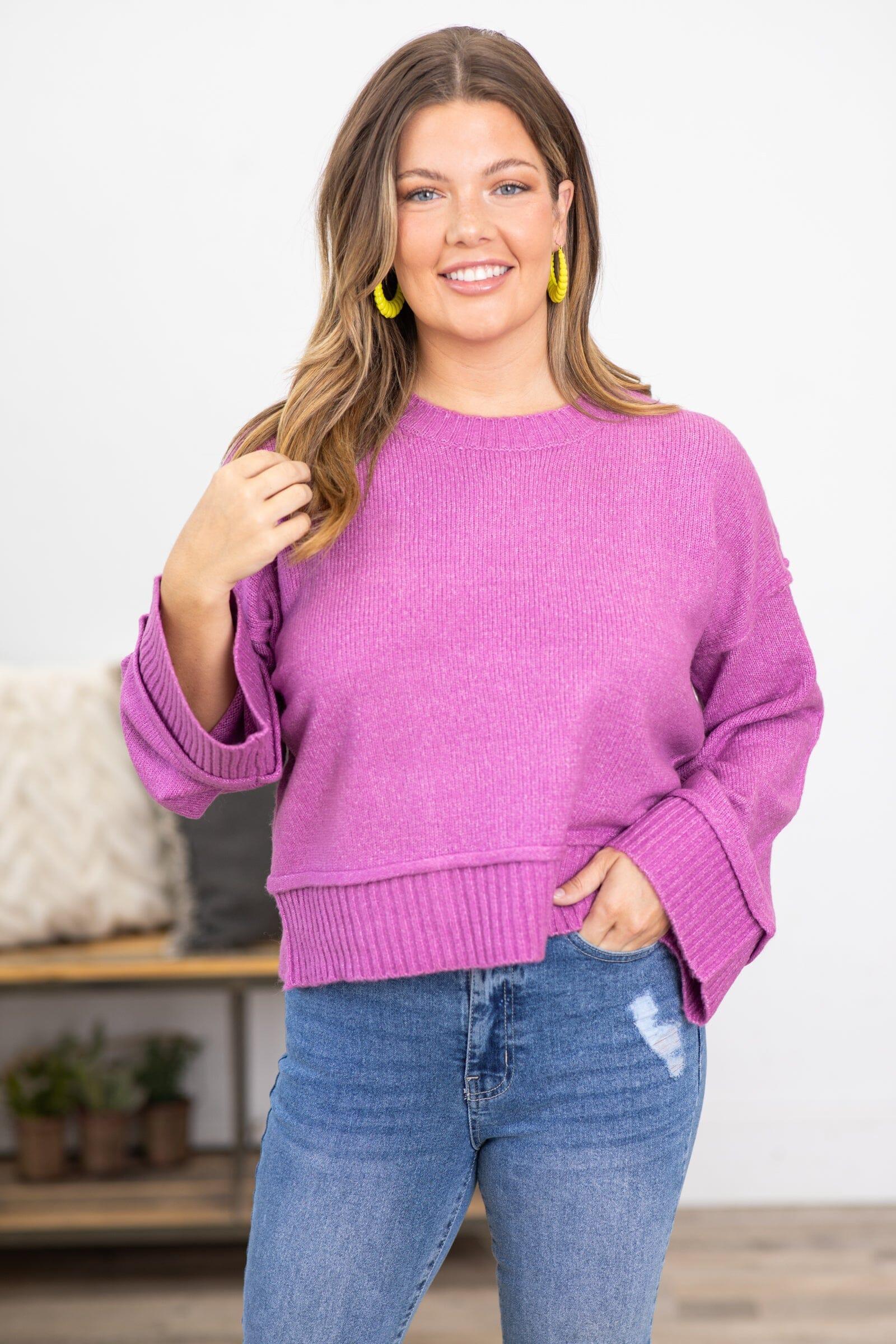 Orchid Ribbed Trim Crew Neck Sweater Product Image