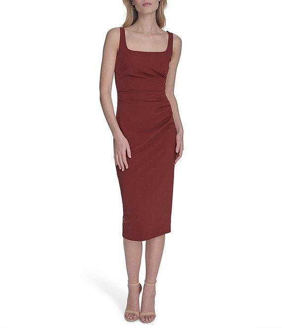 Vince Camuto Square Neckline Sleeveless Midi Sheath Dress Product Image