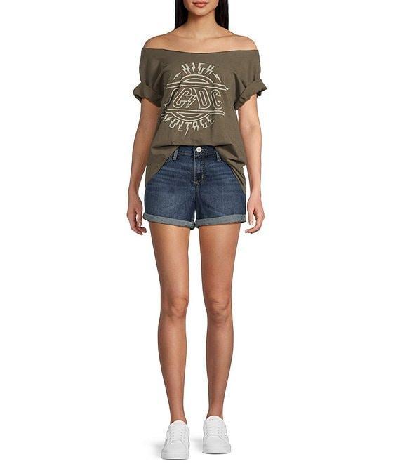 Junk Food Off The Shoulder Short Sleeve ACDC High Voltage T-Shirt Product Image