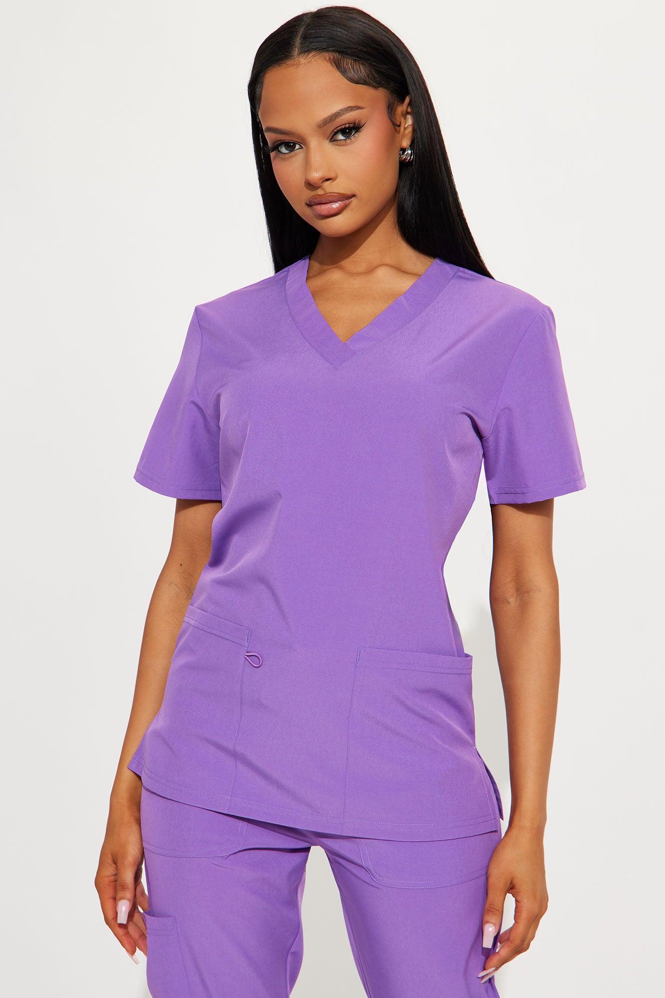 Night Shift 4 Way Stretch Cargo Scrub Set - Purple Product Image