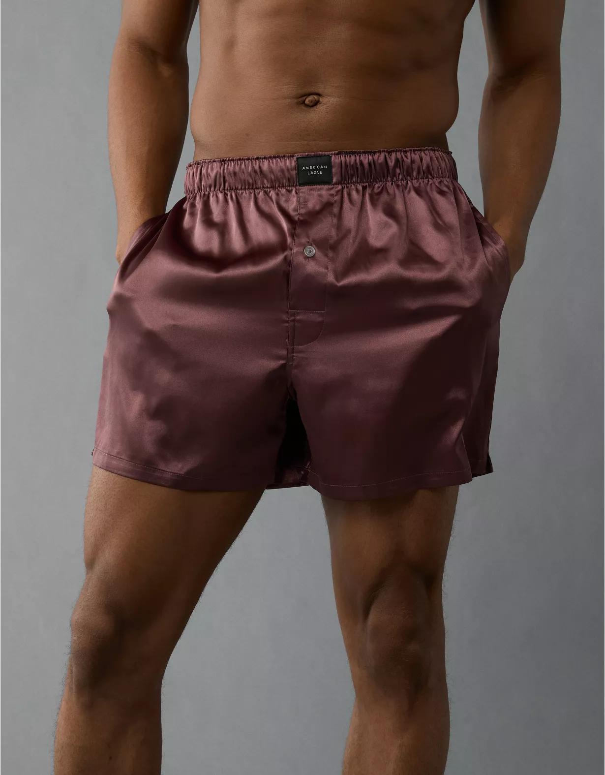 AEO Men's Solid Satin Pocket Boxer Short Product Image