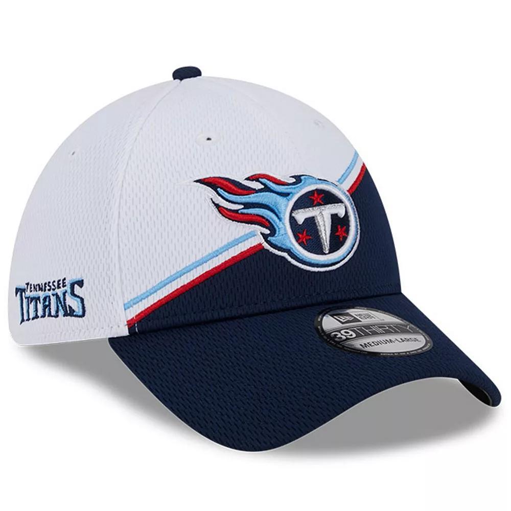 Men's New Era  White/Navy Tennessee Titans 2023 Sideline 39THIRTY Flex Hat, Size: Medium/Large Product Image