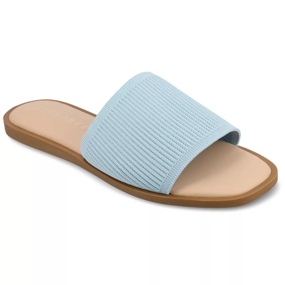 Journee Prisilla Women's Tru Comfort Foam Linen Slip On Slide Sandals, Size: 6.5, Blue Product Image