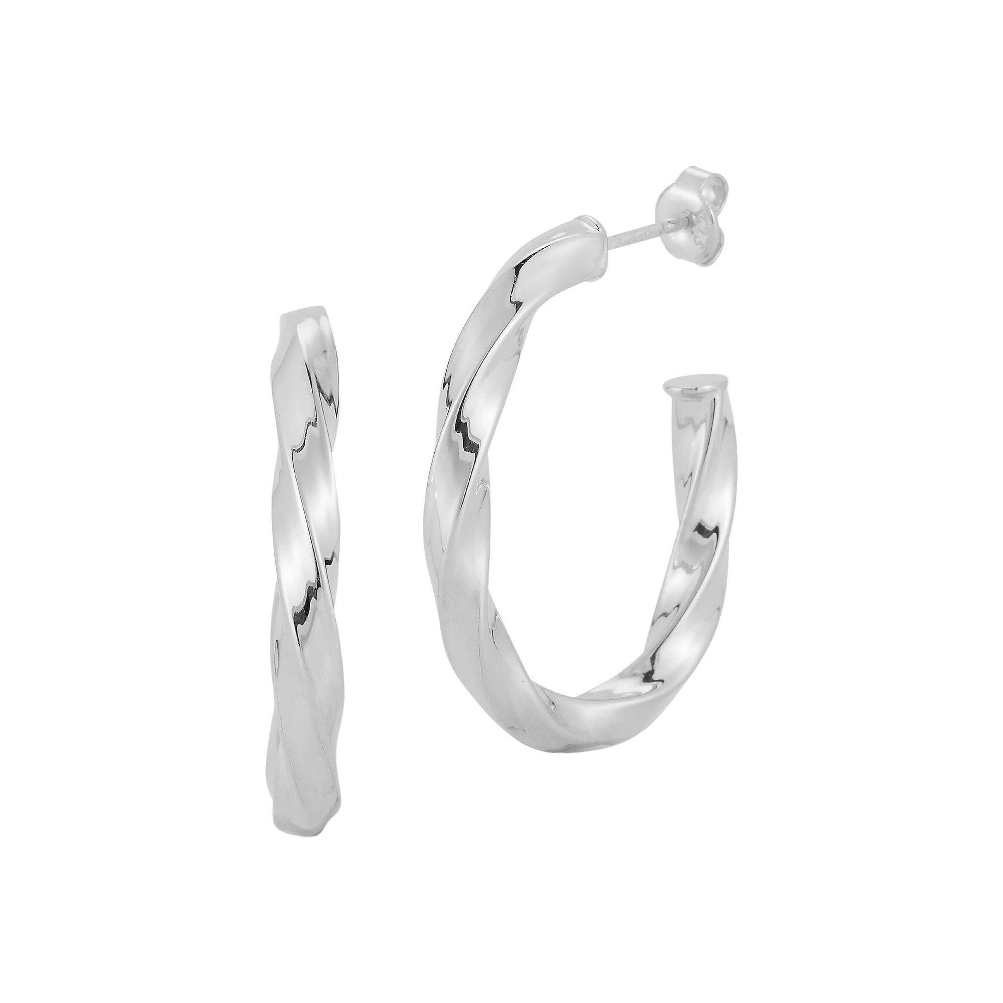 Sunkissed Sterling Bold Oval Twist Hoop Earrings, Womens, Silver Tone Product Image
