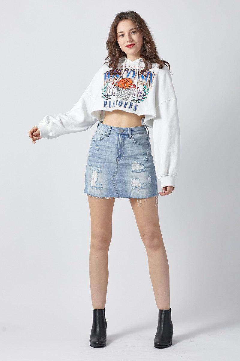 Distressed Mini Skirt Product Image