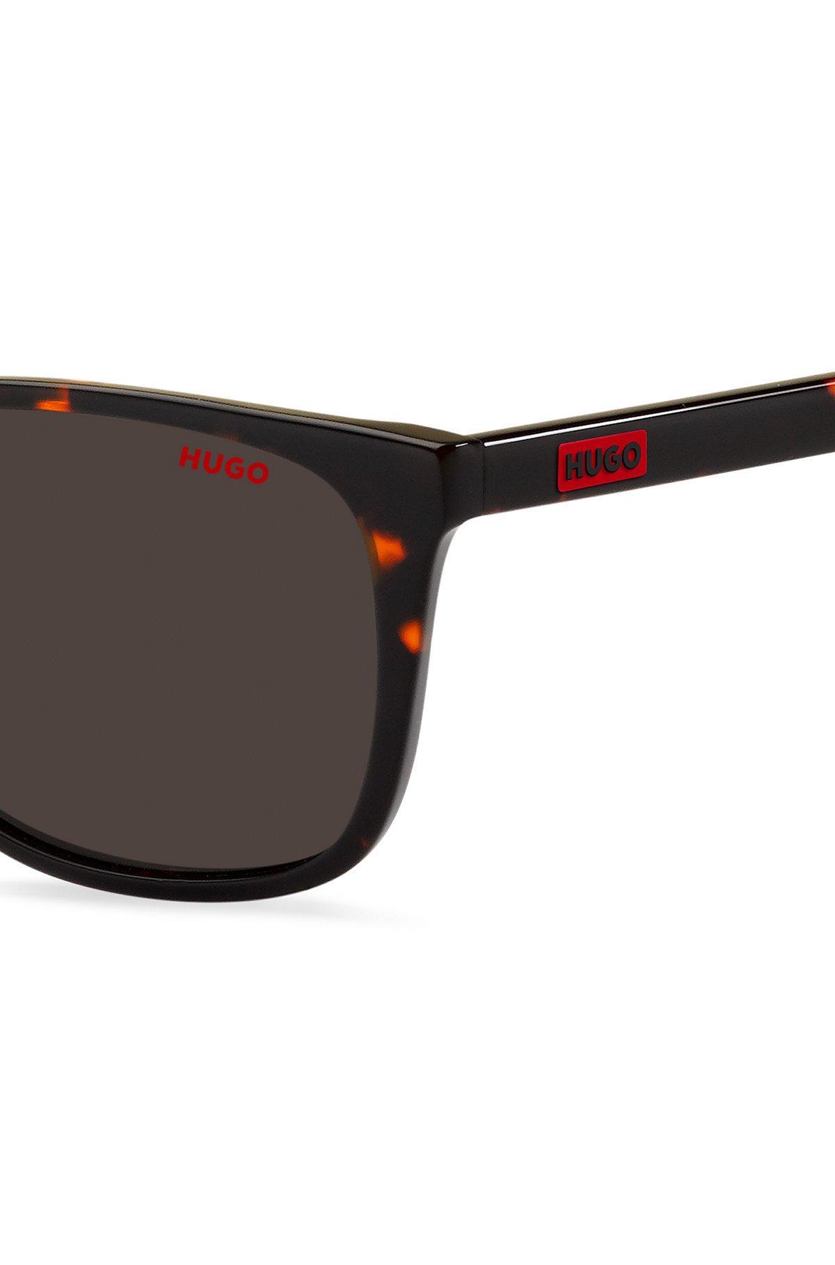 Havana-acetate sunglasses with rubber logo Product Image