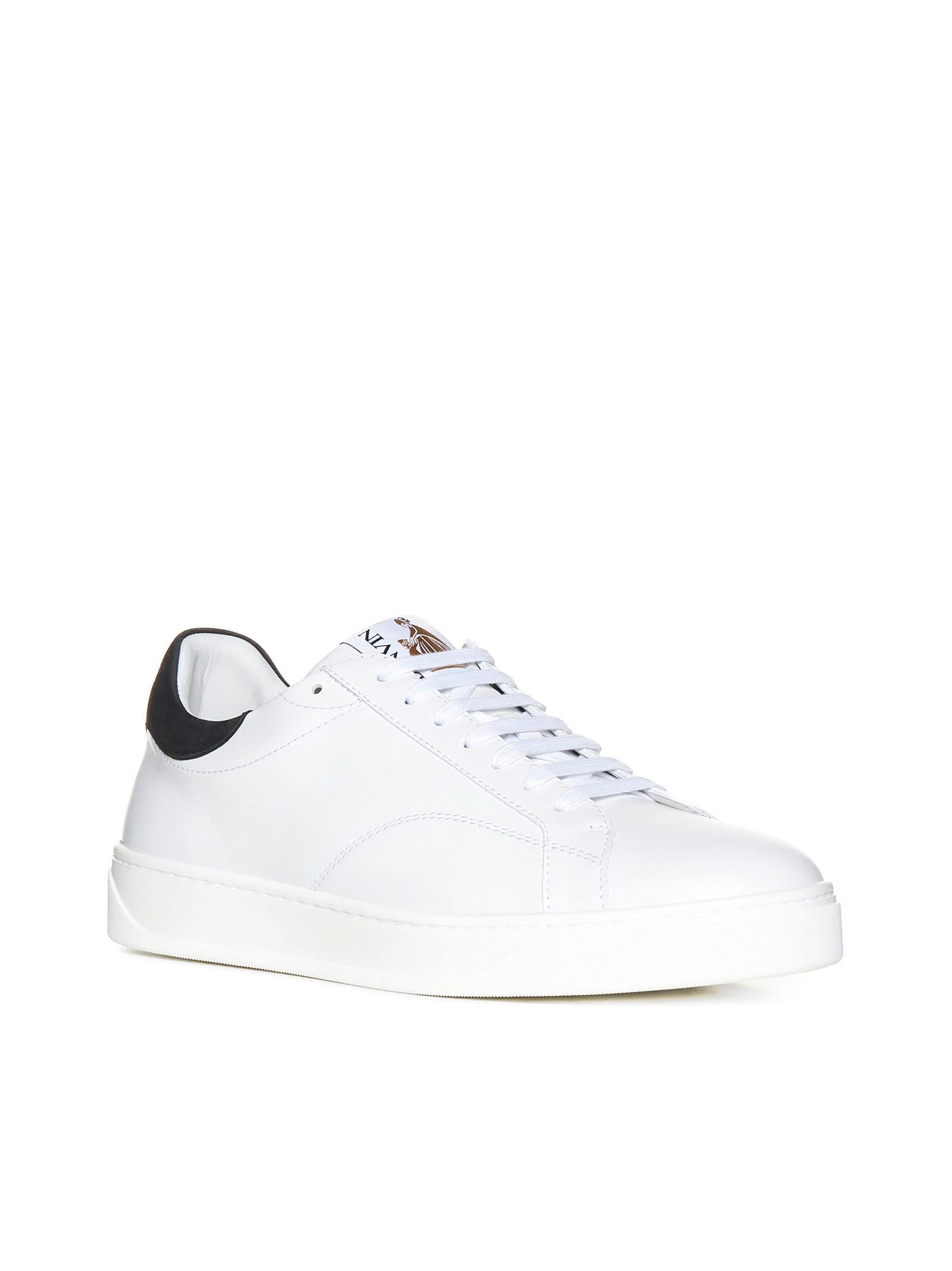 LANVIN Ddb0 Low-top Leather Trainers In White/black Product Image