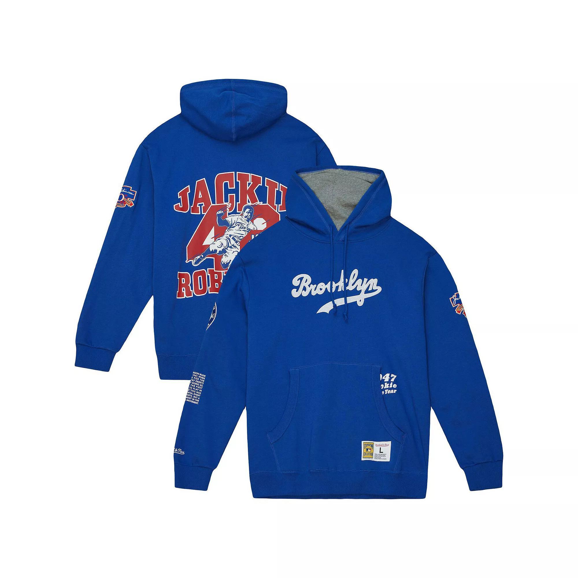 Mens Mitchell & Ness Jackie Robinson Royal Brooklyn Dodgers Cooperstown Collection Legends Fleece Pullover Hoodie Product Image