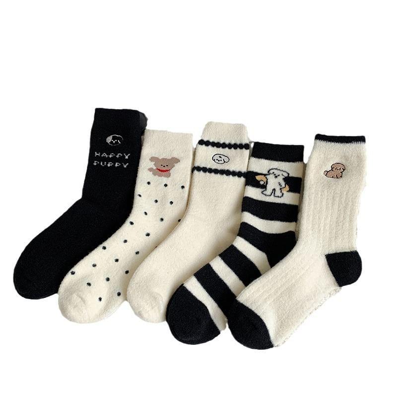Dog Embroidered Socks / Dog Print Socks Product Image