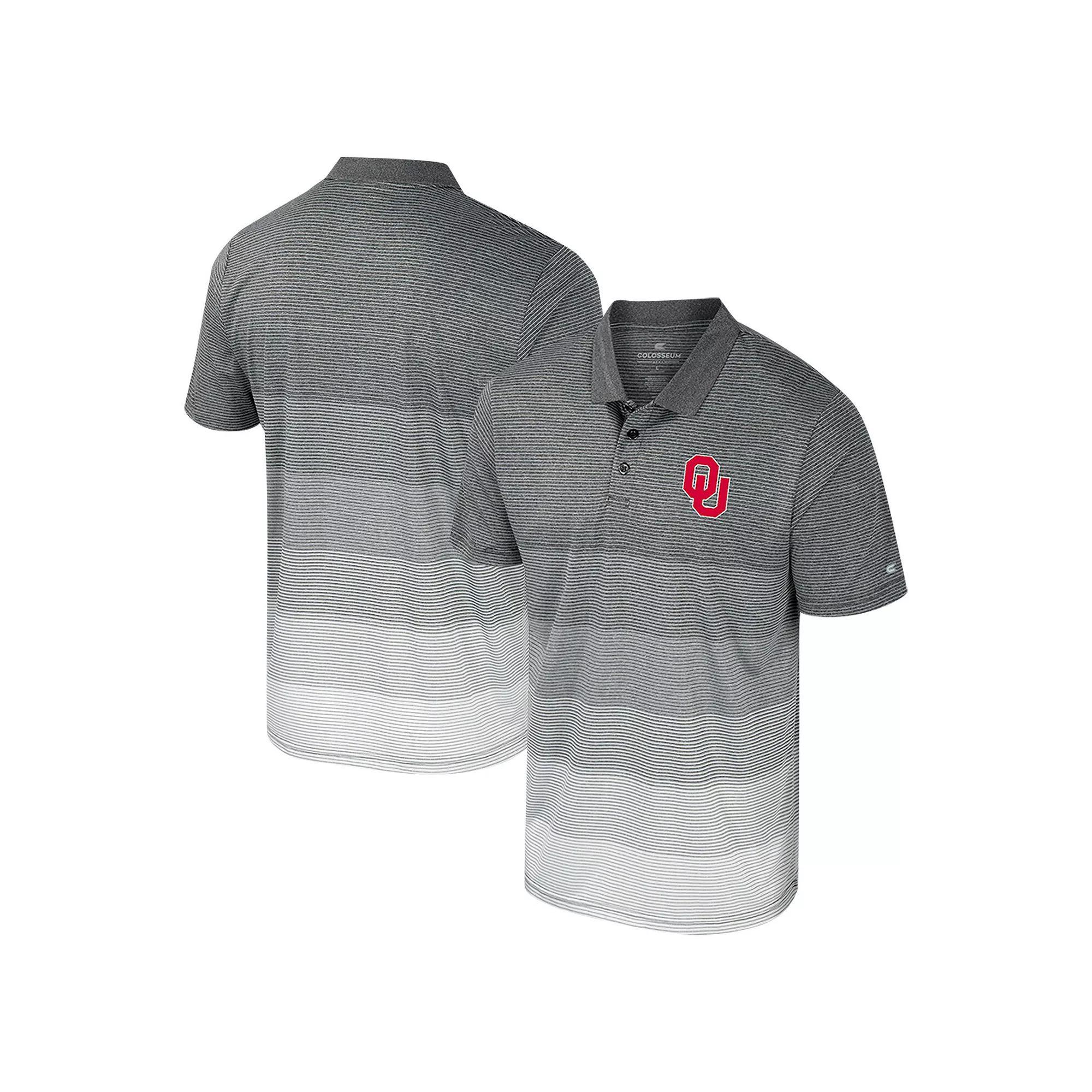 Men's Colosseum Gray Oklahoma Sooners Striped Mesh Polo, Size: Large, Grey Product Image