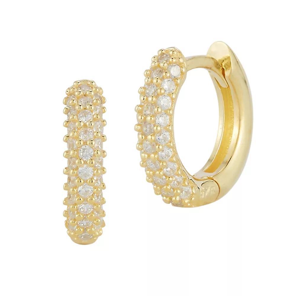 Sunkissed Sterling Cubic Zirconia Pave Huggie Earrings, Women's, Gold Tone Product Image