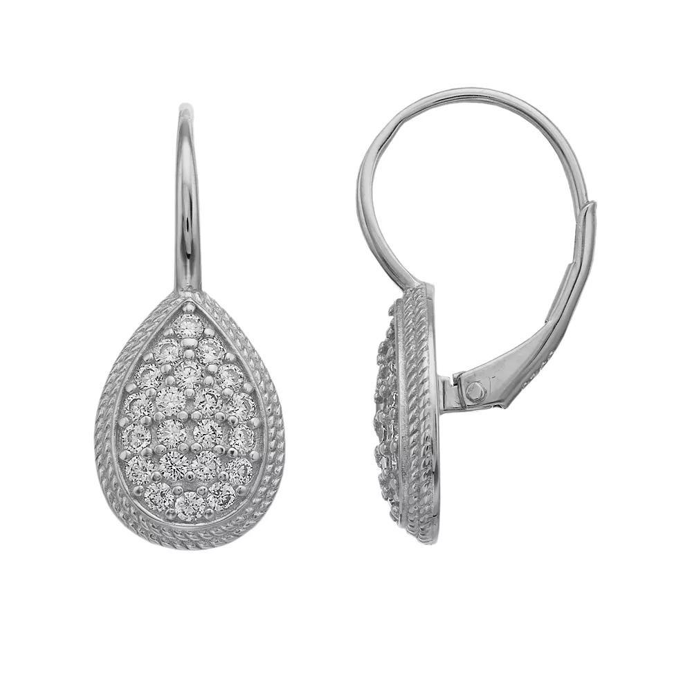 Rosabella Sterling Silver Cubic Zirconia Teardrop Cluster Earrings, Women's Product Image