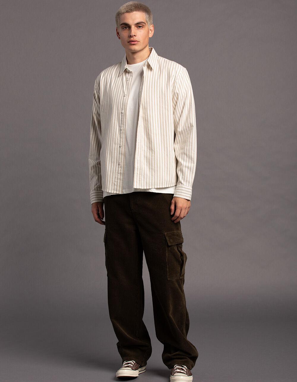 RSQ Mens Striped Oxford Shirt - TAN Product Image