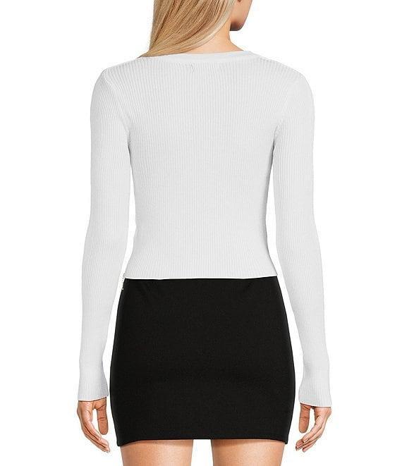 Say What Long Sleeve Sparkly Rhinestone Fringe Top Product Image