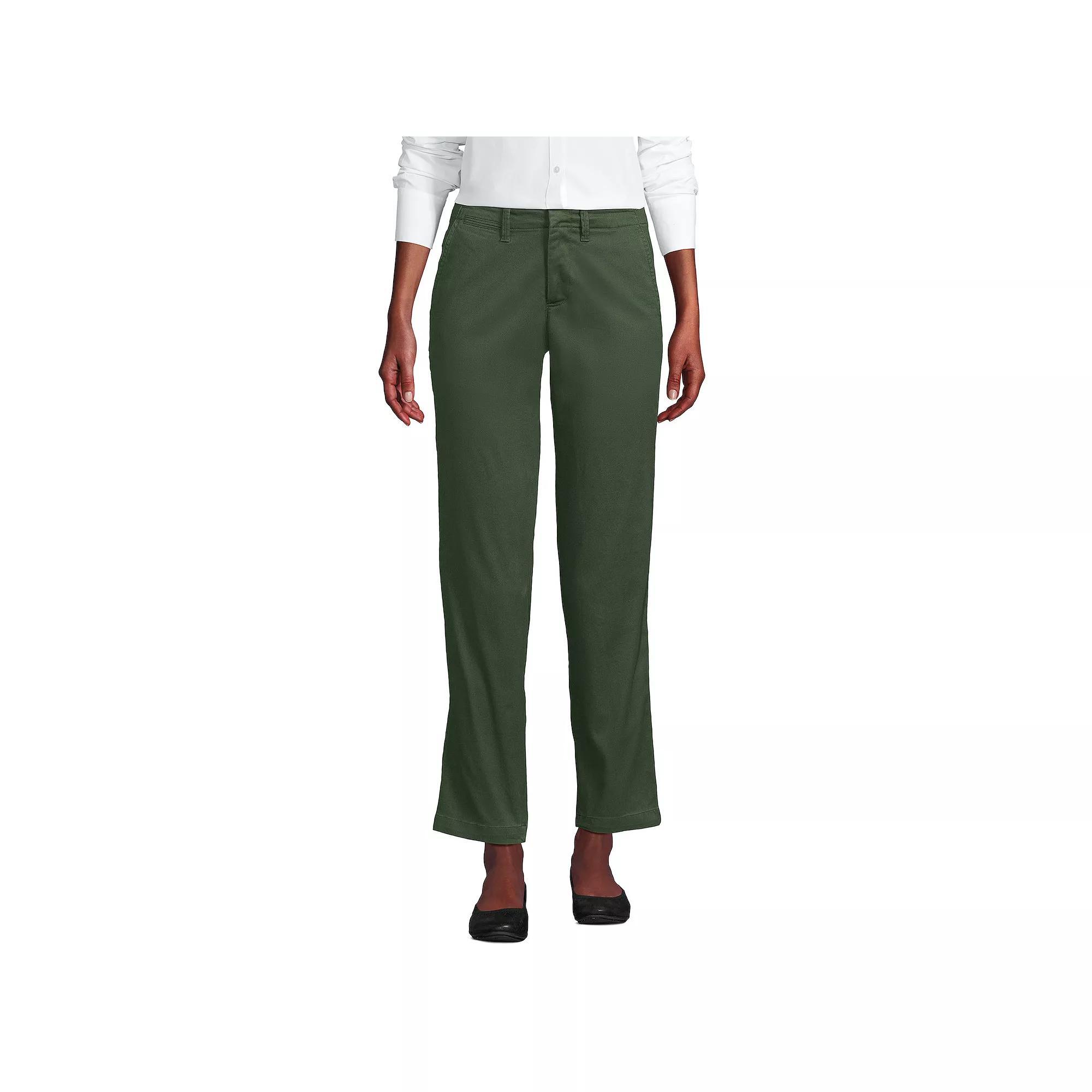 Women's Lands' End Mid Rise Classic Straight Leg Chino Ankle Pants, Size: 8, Black Product Image