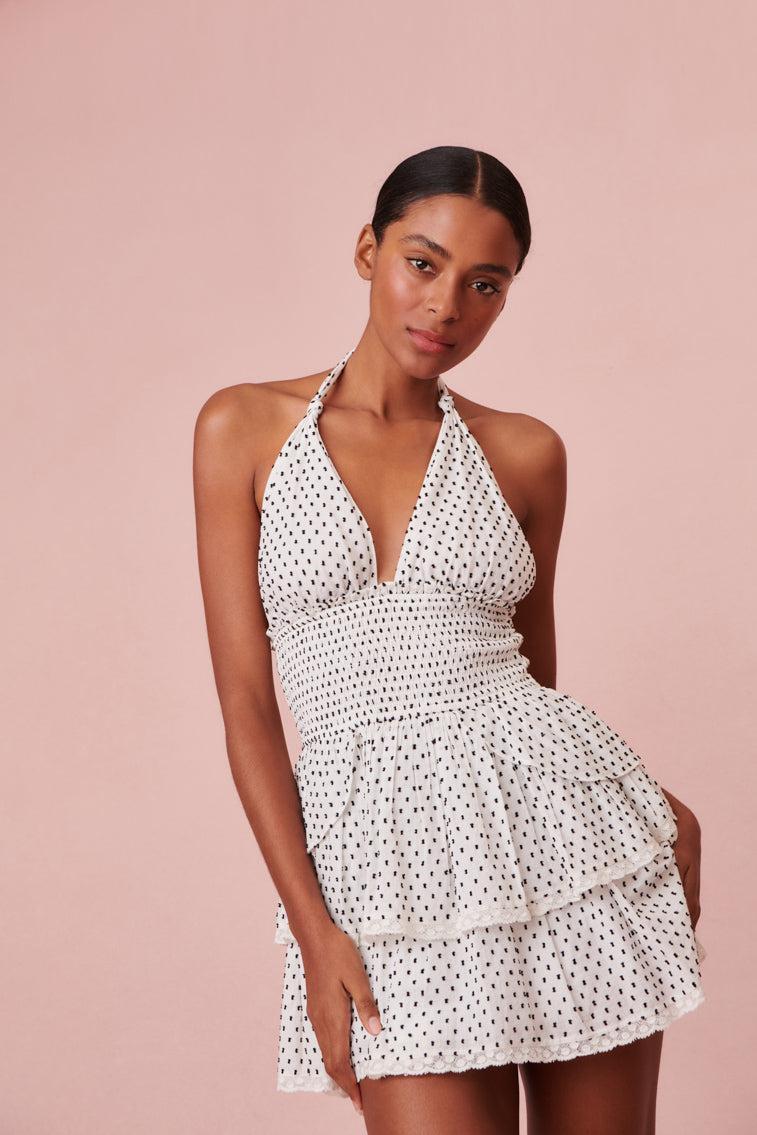 Deanna Halter Polka Dot Dress Product Image