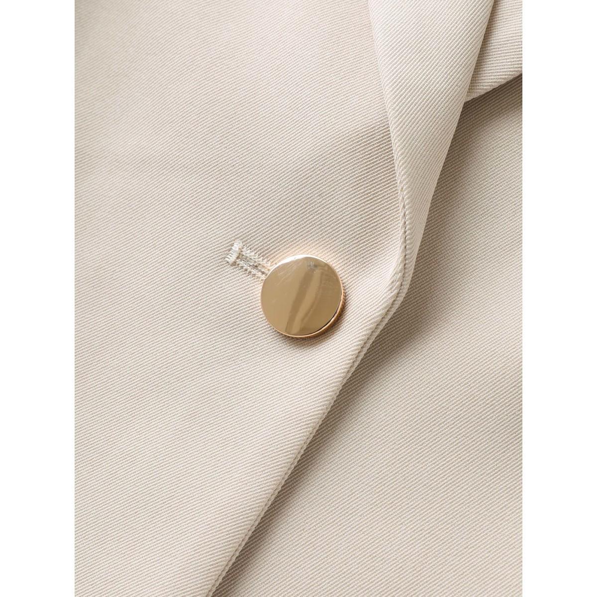 Plus Size Button Front Pockets Solid Blazer Champagne Women Work Button Sleeve Long Sleeve Suit Collar 14-16/1X Open pocket with flap Blazers BloomChic Product Image