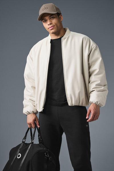 Faux Leather Premier Bomber - Bone Product Image