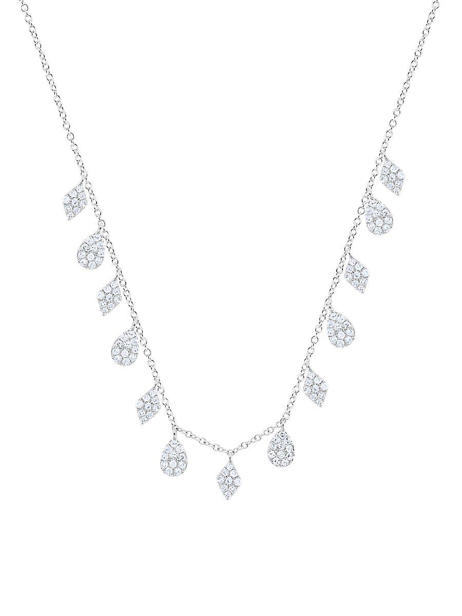 Womens 14K White Gold & 0.83 TCW Diamond Charm Necklace Product Image
