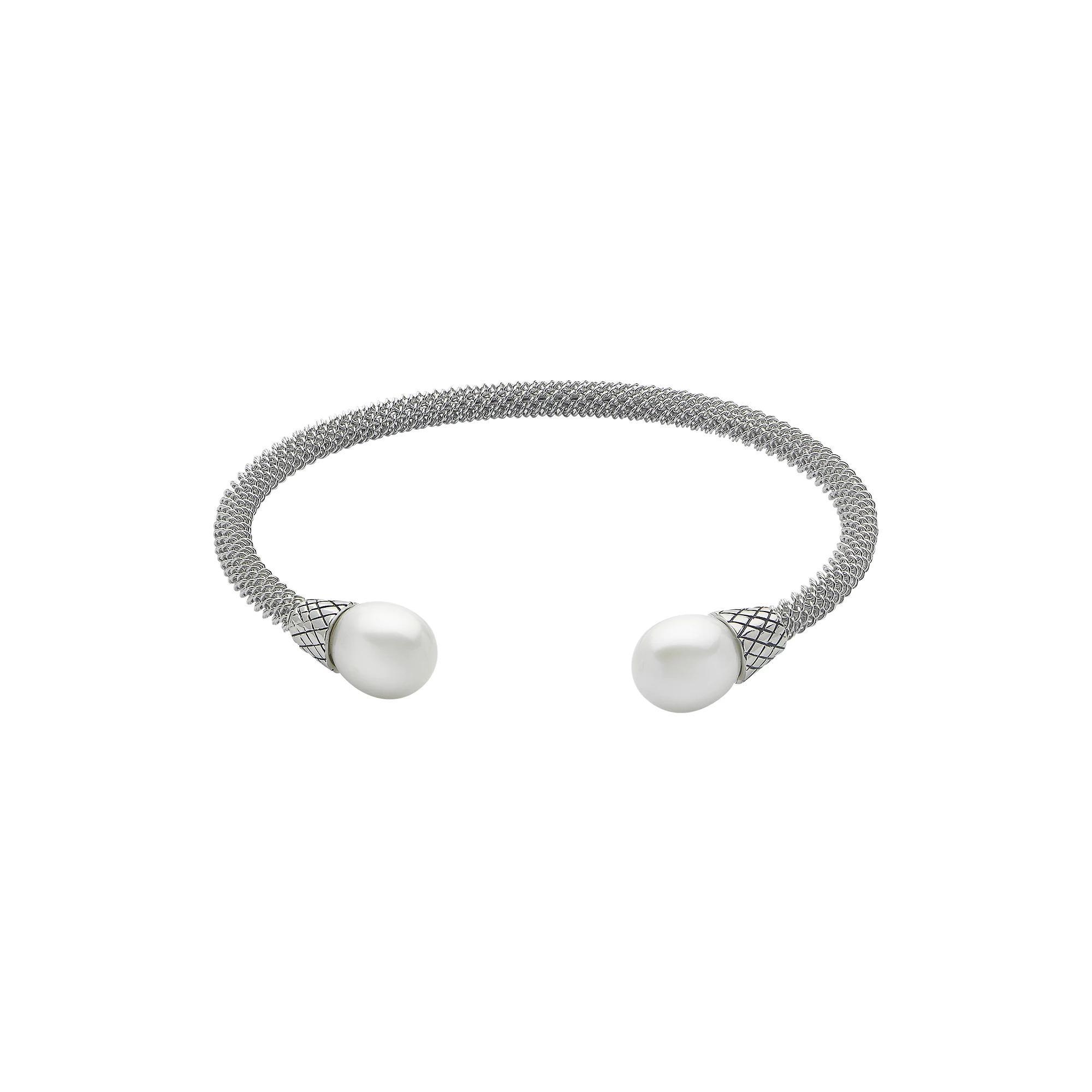 PearLustre by Imperial Sterling Silver Freshwater Cultured Pearl Cuff Bracelet, Womens Product Image