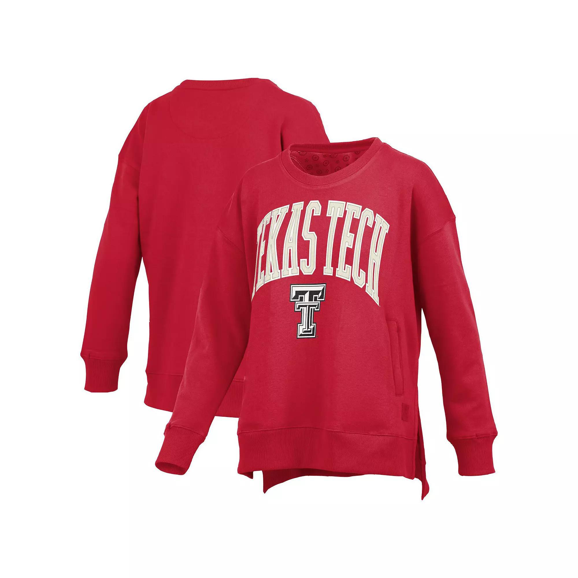 Womens Pressbox Texas Tech Raiders Pocketed Arch Pullover Sweatshirt Product Image