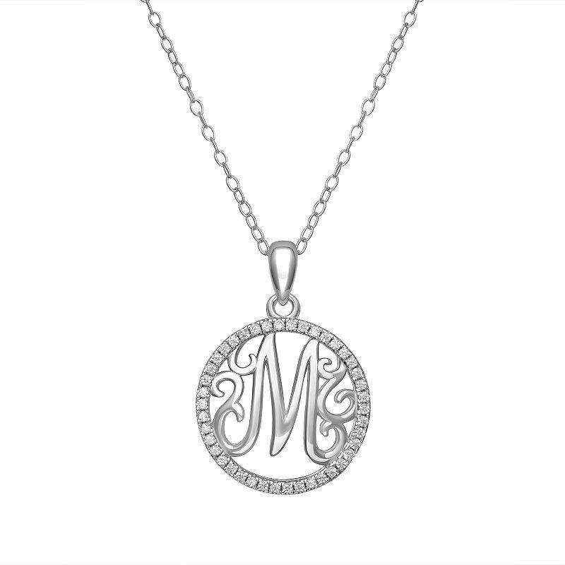PRIMROSE Sterling Silver Cubic Zirconia Initial Pendant Necklace, Women's, Size: 18" Product Image