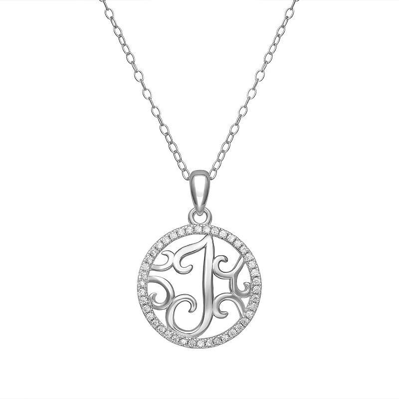 PRIMROSE Sterling Silver Cubic Zirconia Initial Pendant Necklace, Women's, Size: 18" Product Image