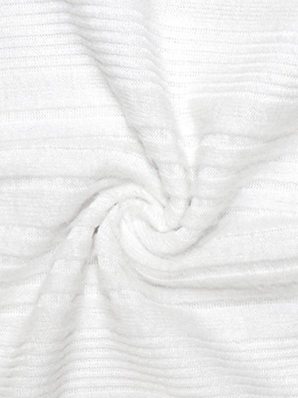 White Ruched Crop Flare Long Sleeve Knit Product Image