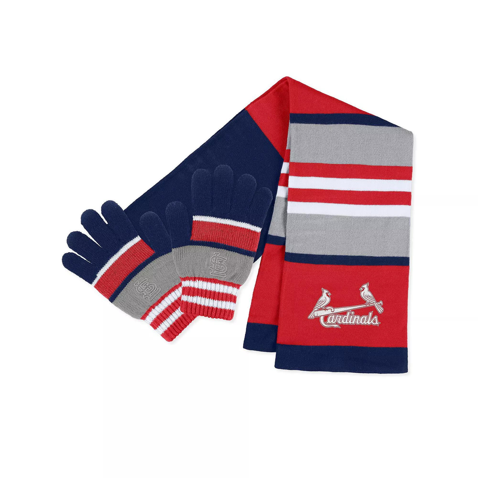 Womens WEAR by Erin Andrews St. Louis Cardinals Stripe Glove & Scarf Set Product Image
