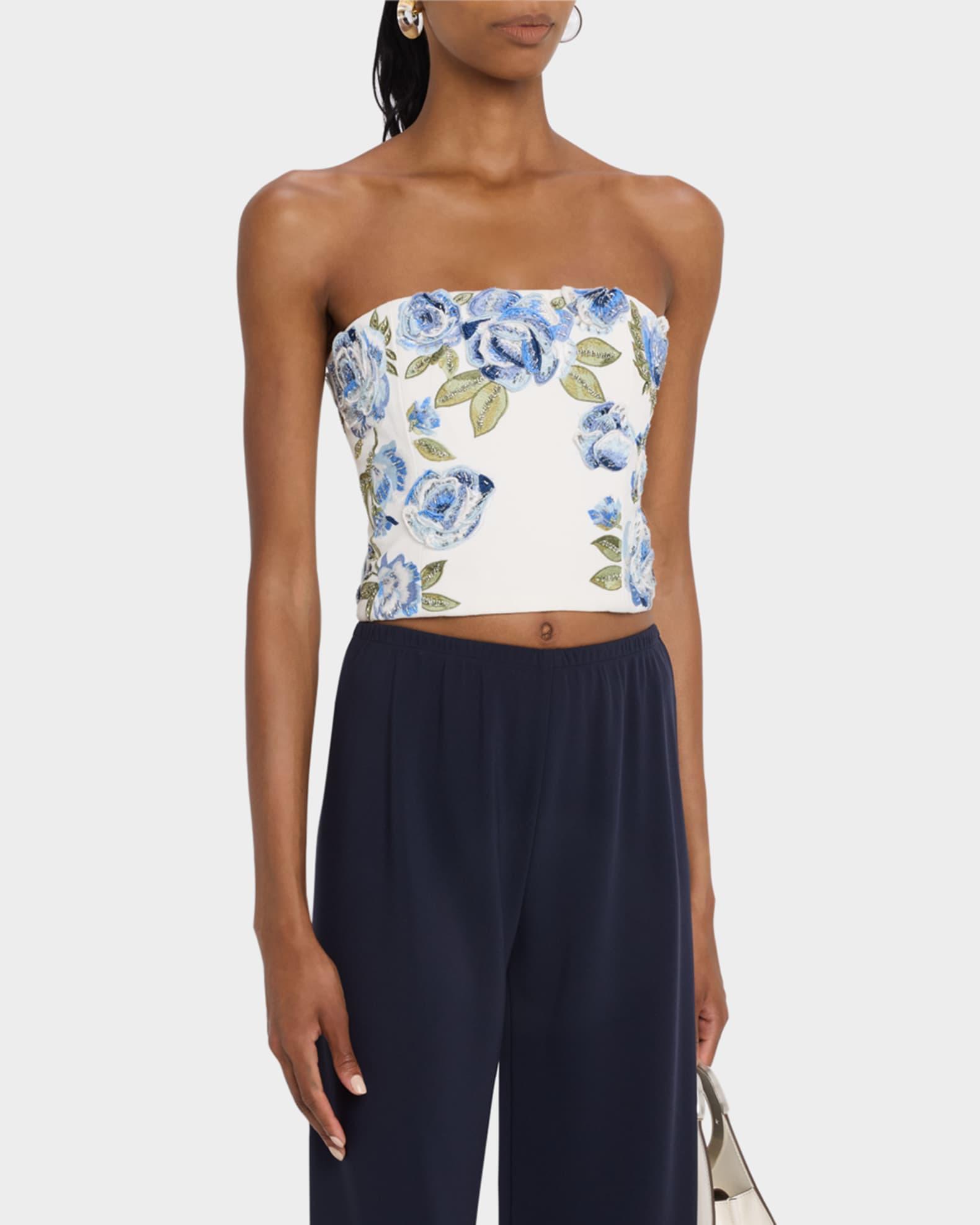 Cece Floral Embellished Cropped Top Product Image