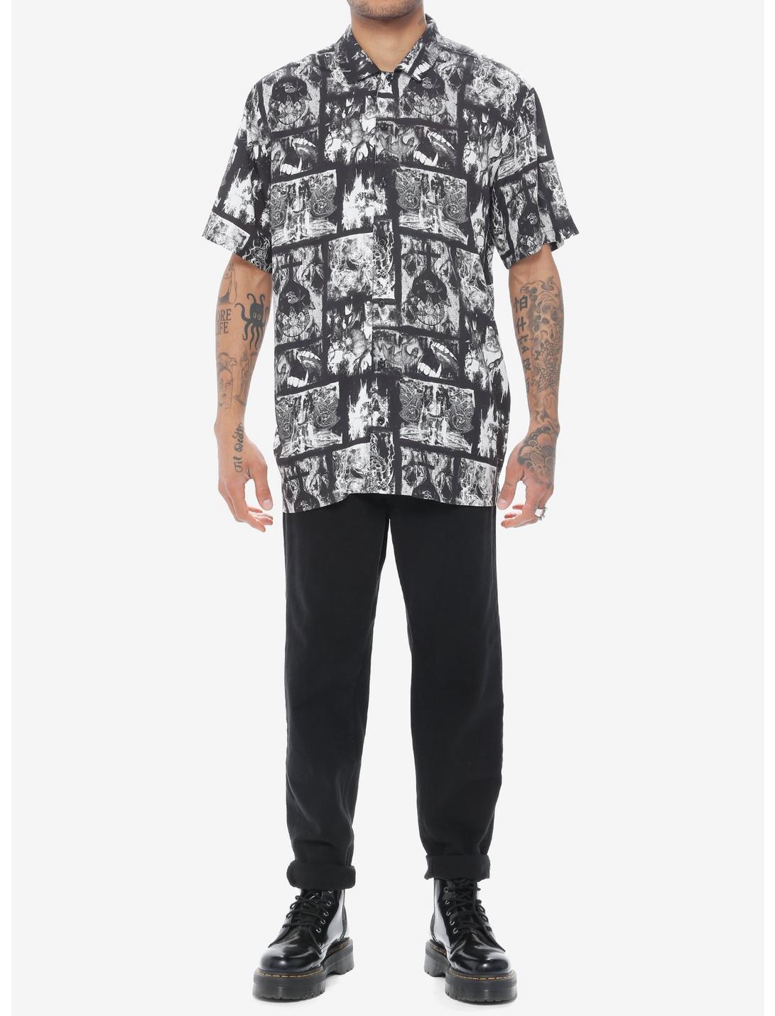 Dark Creatures Collage Woven Button-Up Product Image