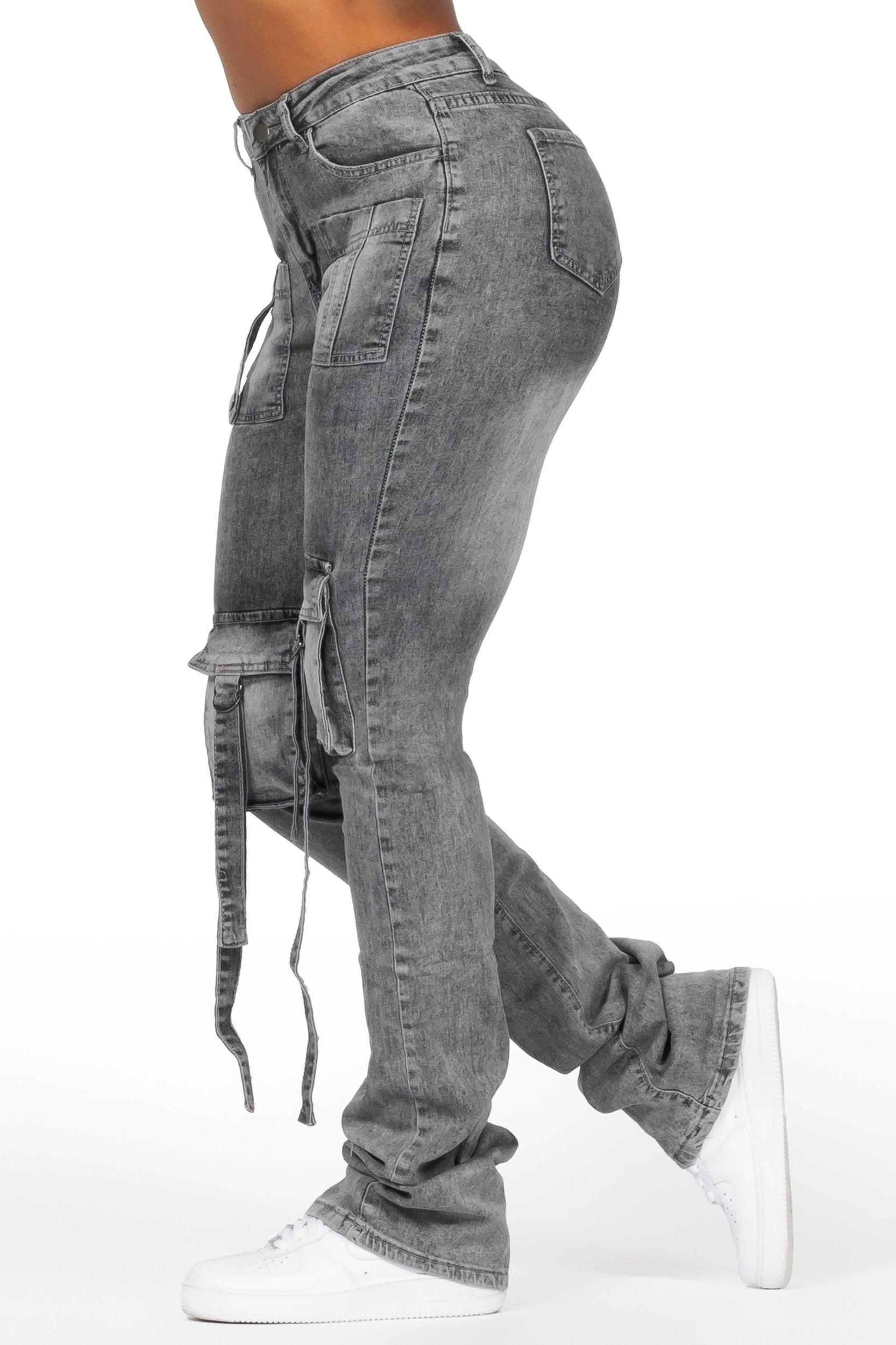 Christina Grey Wash Stacked Flare Jean Female Product Image