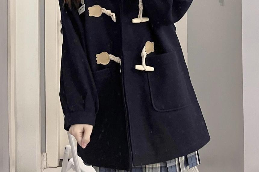 Plain Hooded Duffle Jacket Product Image