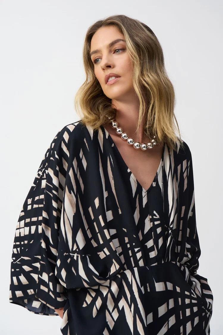 Woven Tropical Print Peplum Top Product Image