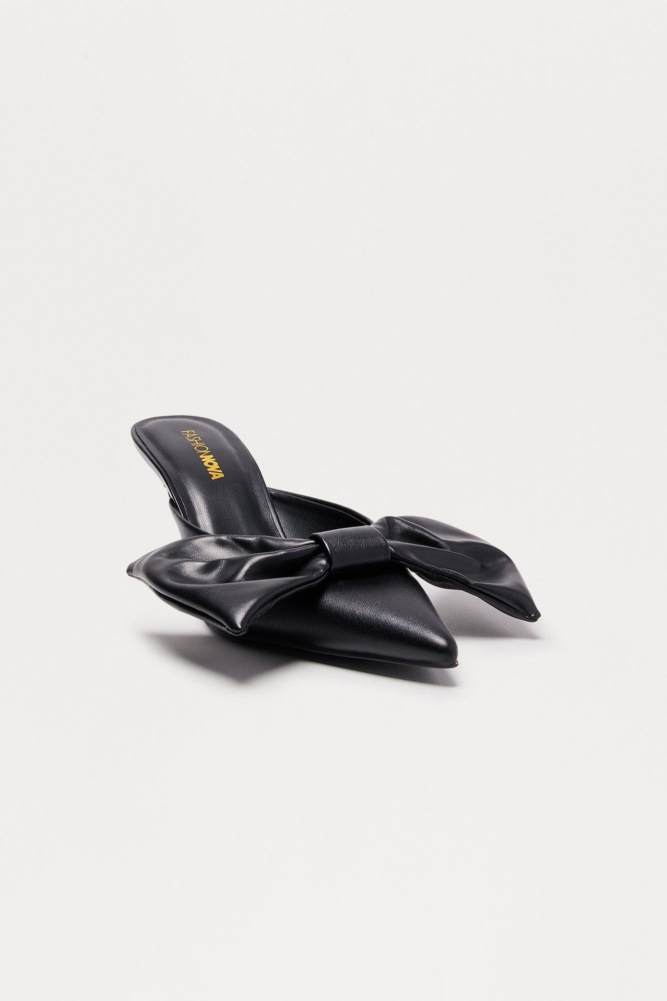 Jodina Bow Mule Pumps - Black Product Image