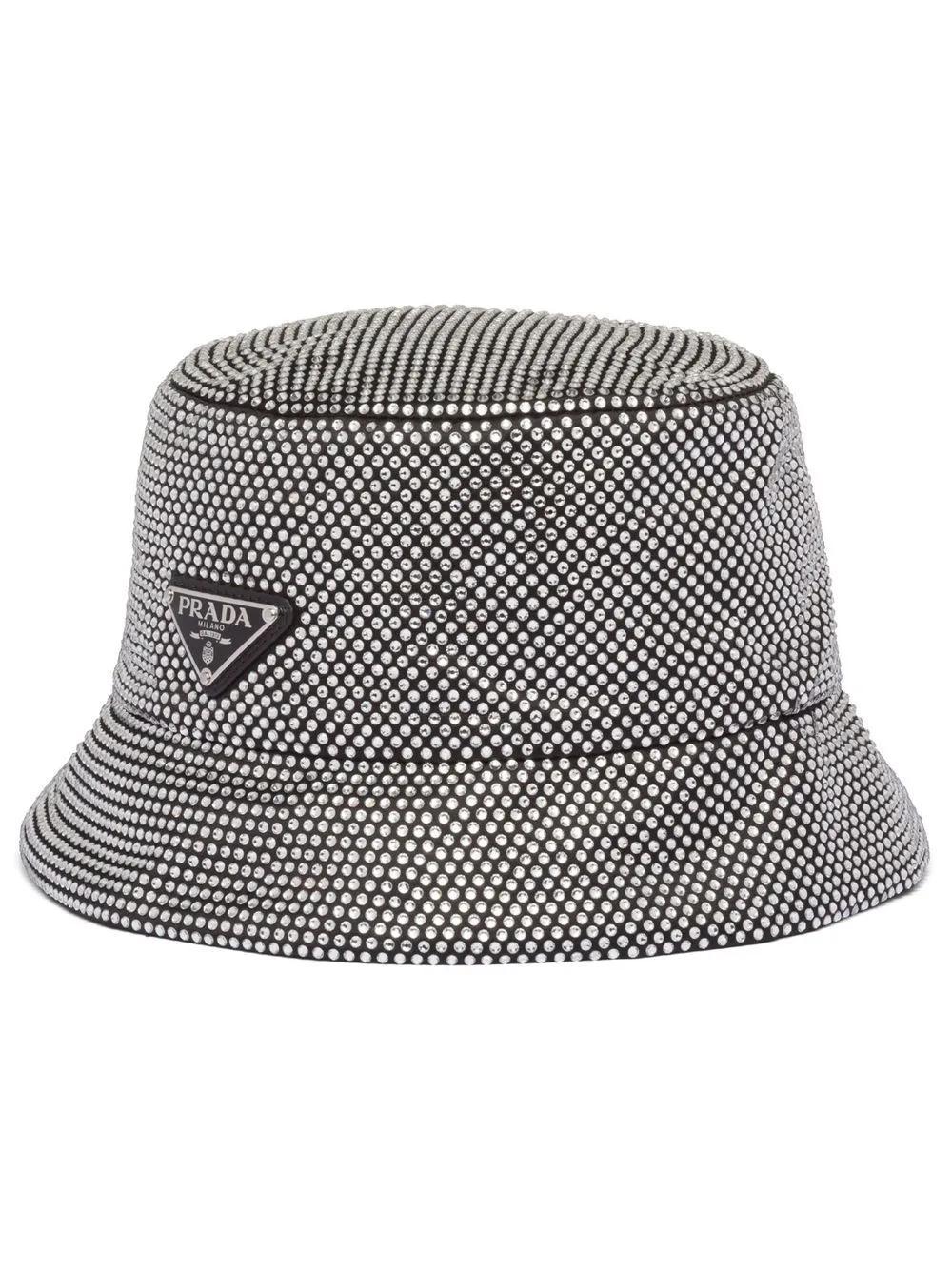 PRADA Satin Bucket Hat With Crystals In Black Product Image