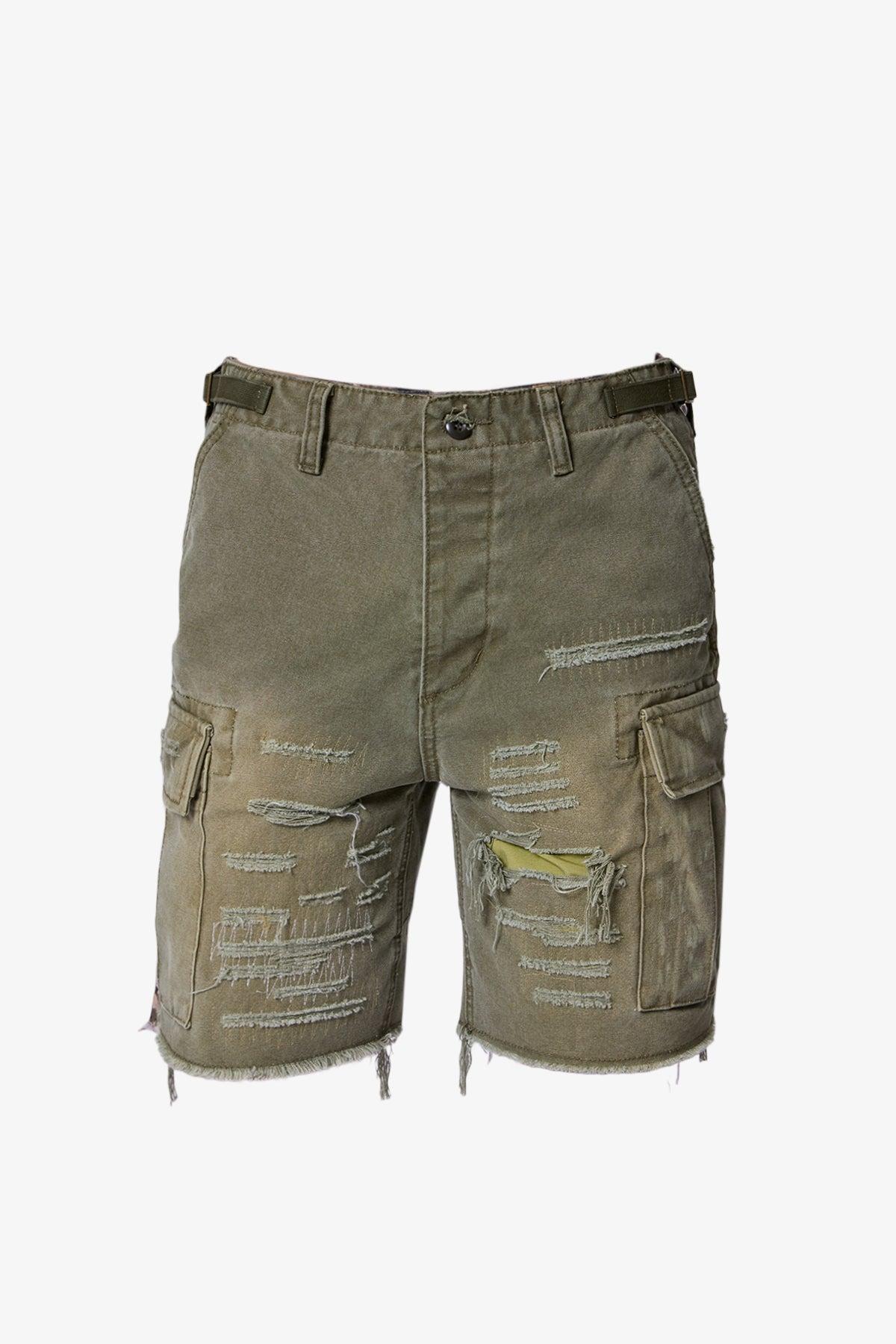 Distressed Cargo Shorts - Olive Product Image