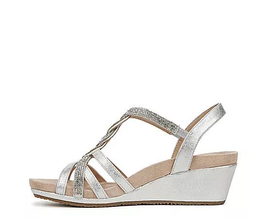 LifeStride Miami Women's Strappy Wedges, Size: 11 Wide, Silver Product Image