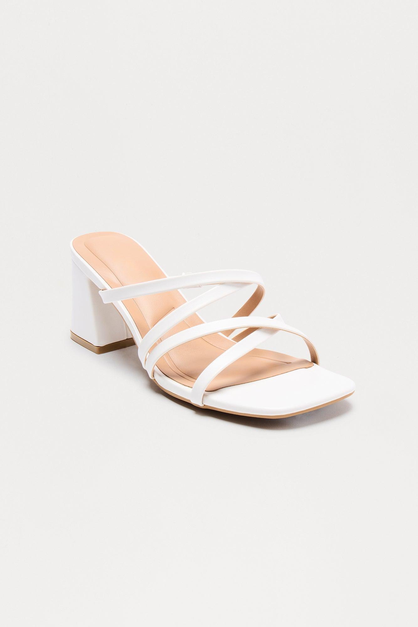 Queena Faux Leather Mules - White Female Product Image