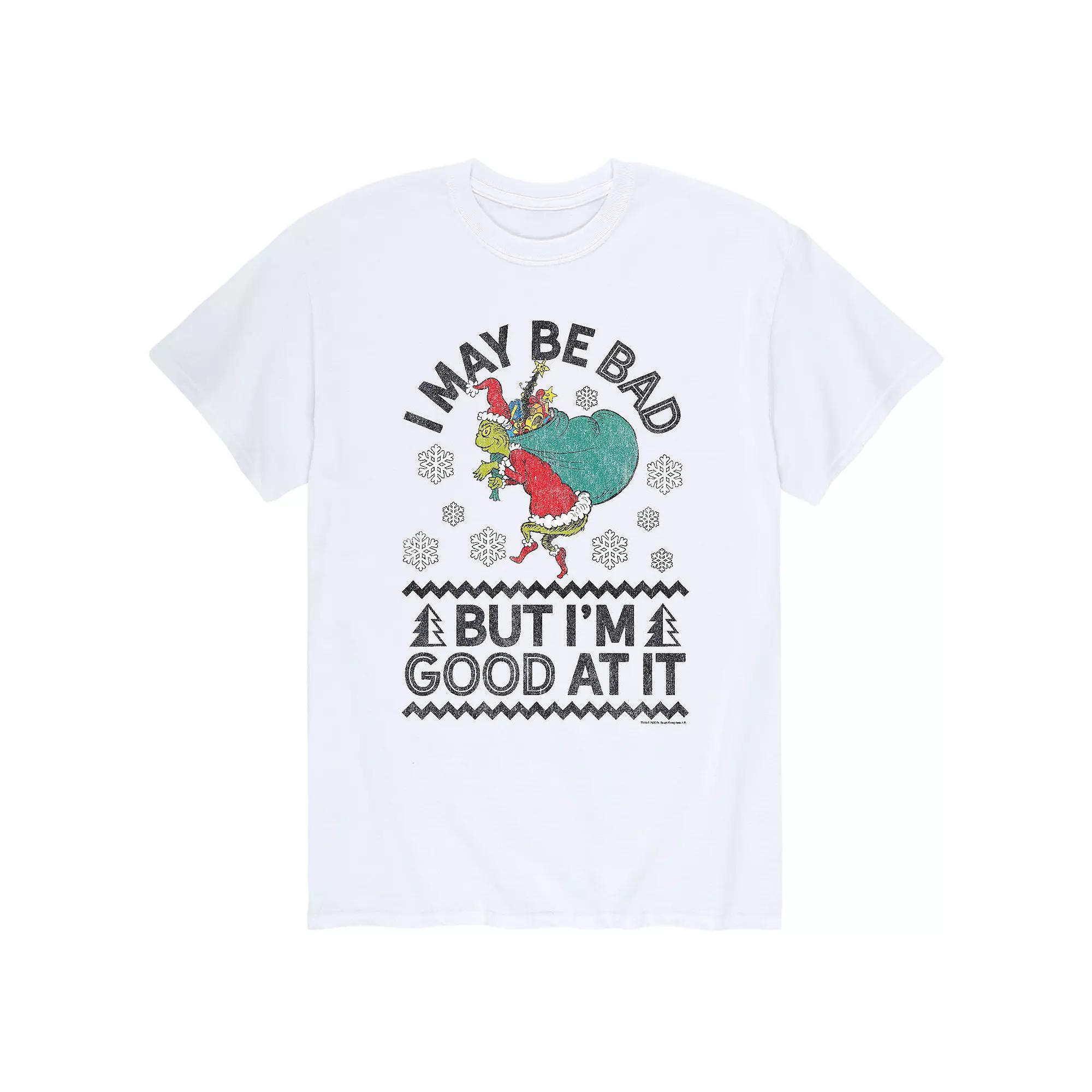 Mens Dr. Seuss The Grinch Bad Good Tee Athletic Grey Product Image